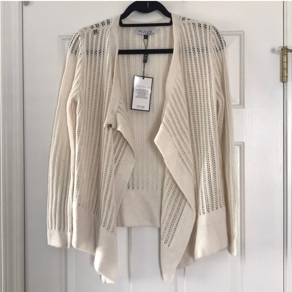 Raw by Raw Cream Draped Open Knit Women's Sweater